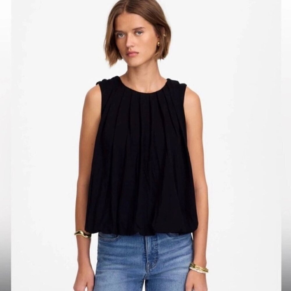 NWT Madewell Black Sleeveless Bubble Fashion Top - Extra Small